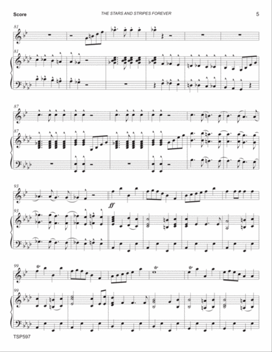 THE STARS AND STRIPES FOREVER - TRUMPET SOLO with Piano Accompaniment Trumpet Solo scores gallery preview page 5