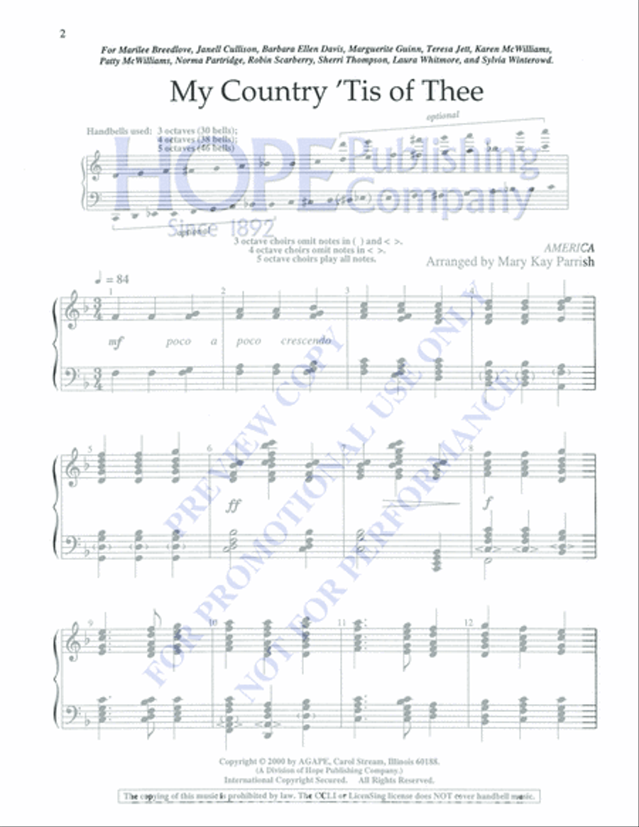 My Country 'Tis of Thee 5-Octaves scores gallery preview page 2