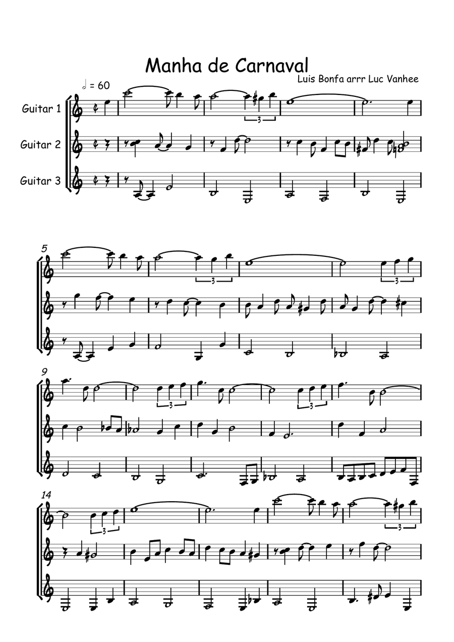 Manha do carnaval Guitar Trio ( score & parts ) Chamber Orchestra scores gallery preview page 1