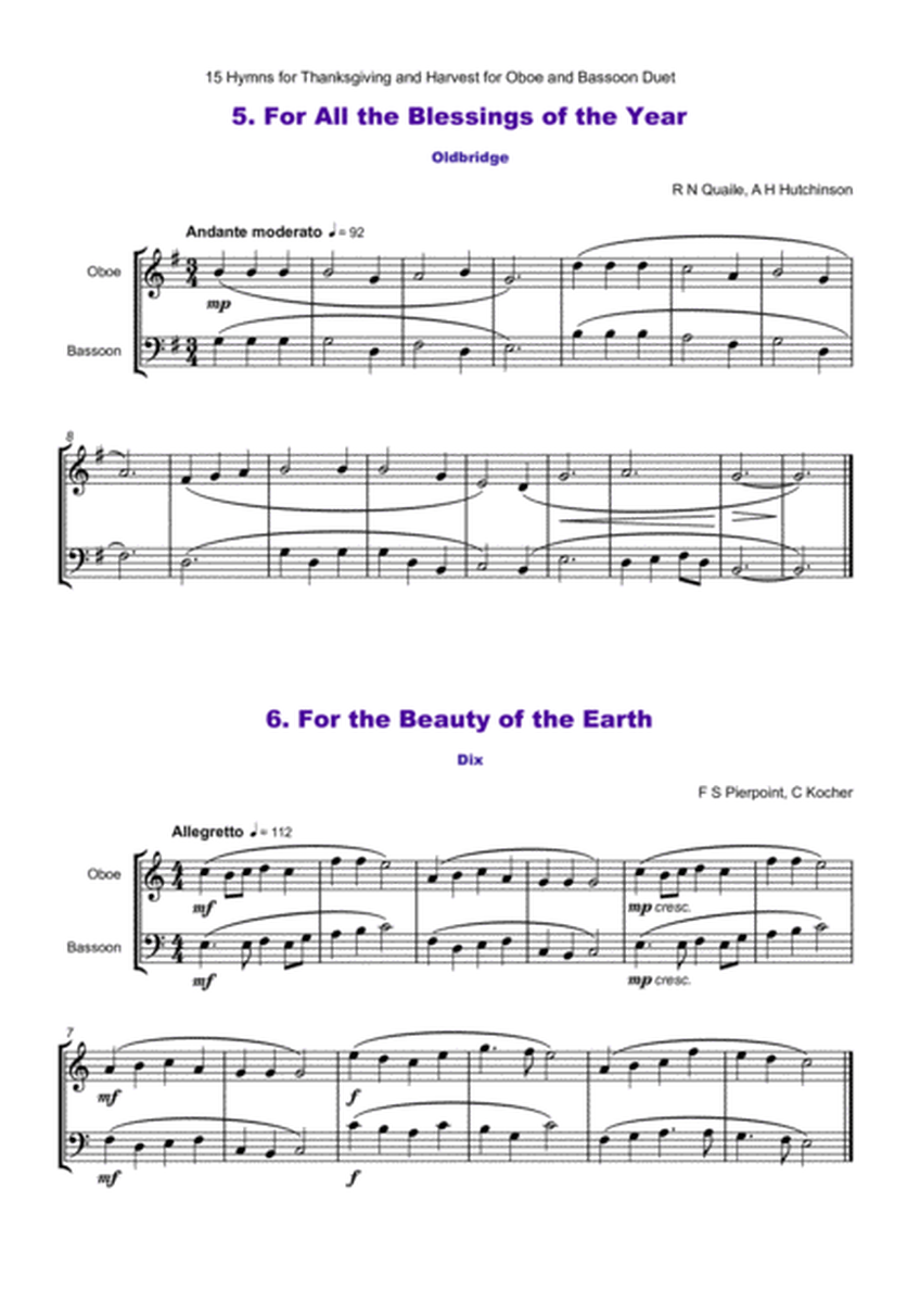15 Favourite Hymns for Thanksgiving and Harvest for Oboe and Bassoon Duet