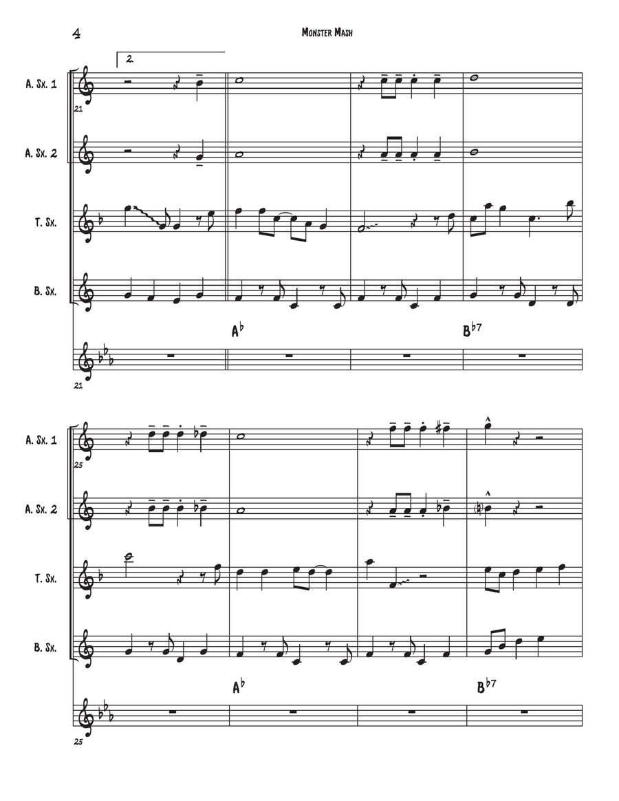 Monster Mash Monster Mash Saxophone Quartet scores gallery preview page 5
