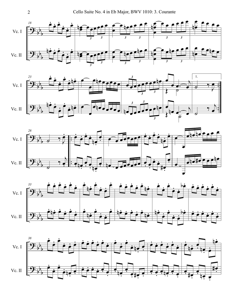 Cello Suite No. 4, BWV 1010: 3. Courante String Duet scores gallery preview page 2