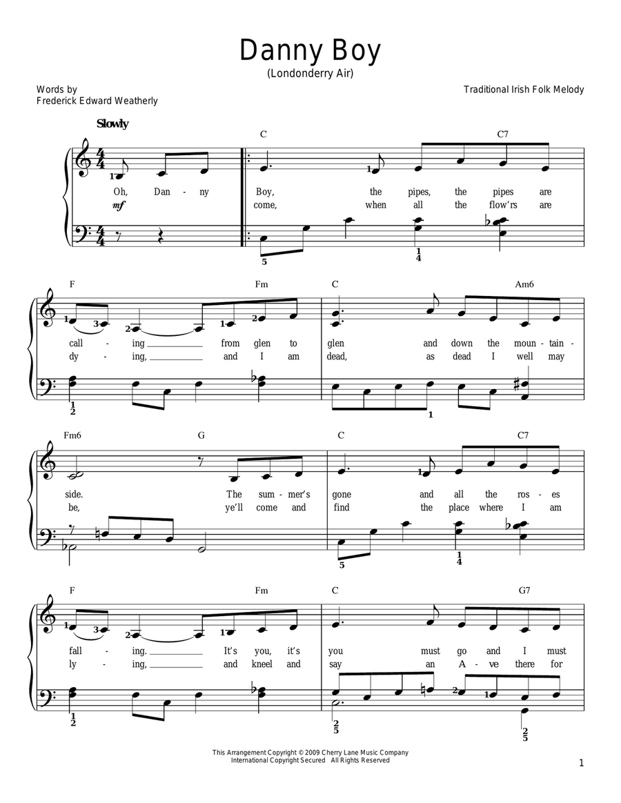 Danny Boy Easy Piano scores gallery preview page 1