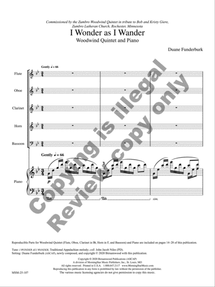 I Wonder as I Wander I Wonder as I Wander Woodwind Quintet scores gallery preview page 2
