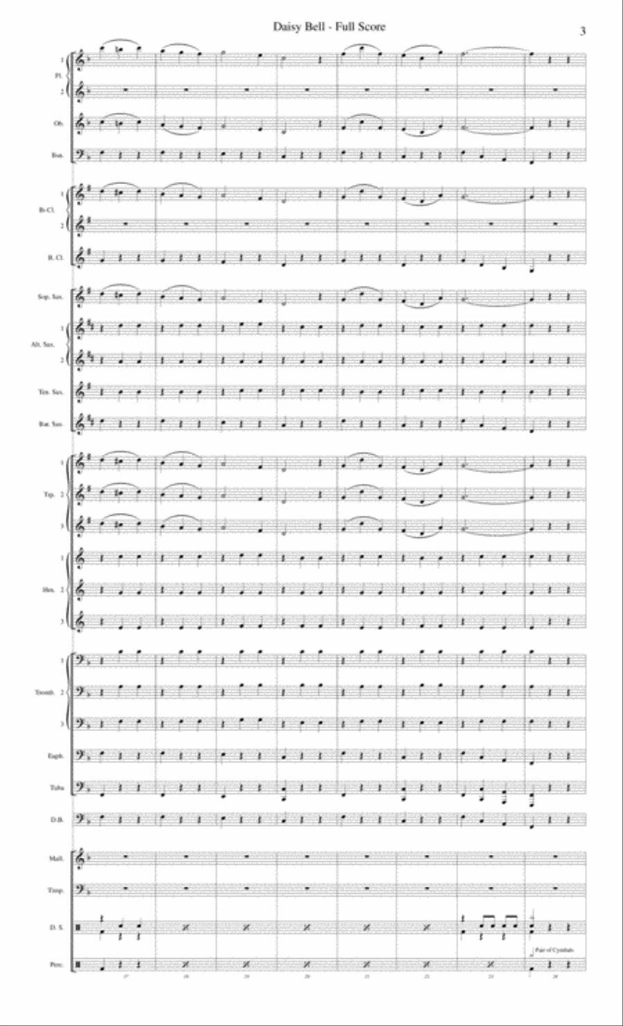 Harry Dacre - Daisy Bell (Bicycle Built for Two) Concert Band scores gallery preview page 3