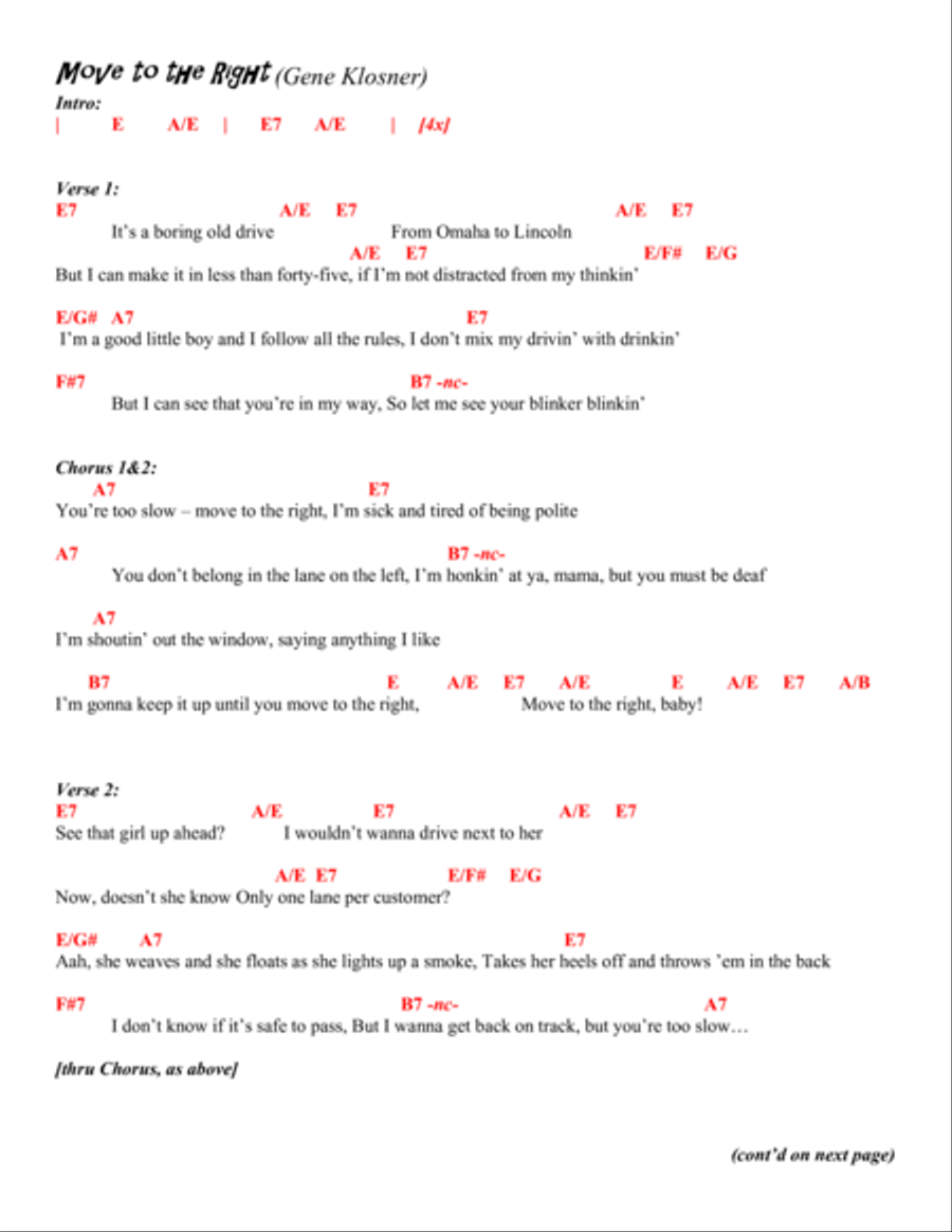 Move to the Right [Lyrics/Chords] Electric Guitar scores gallery preview page 3