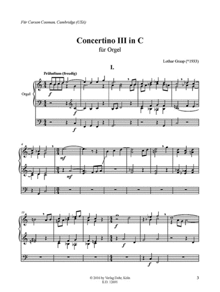 Concertino III in C für Orgel (2015)