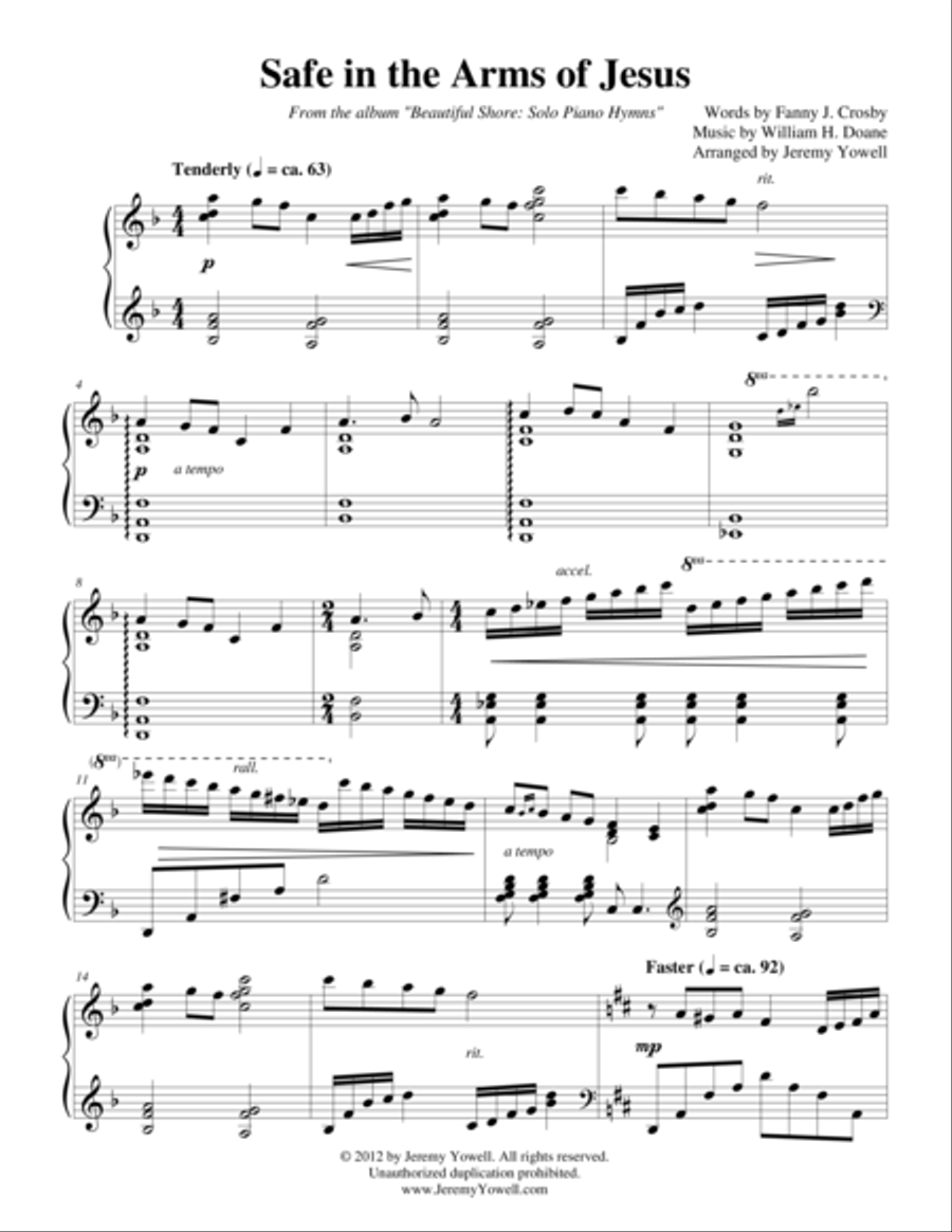 Safe in the Arms of Jesus Piano Solo scores gallery preview page 1