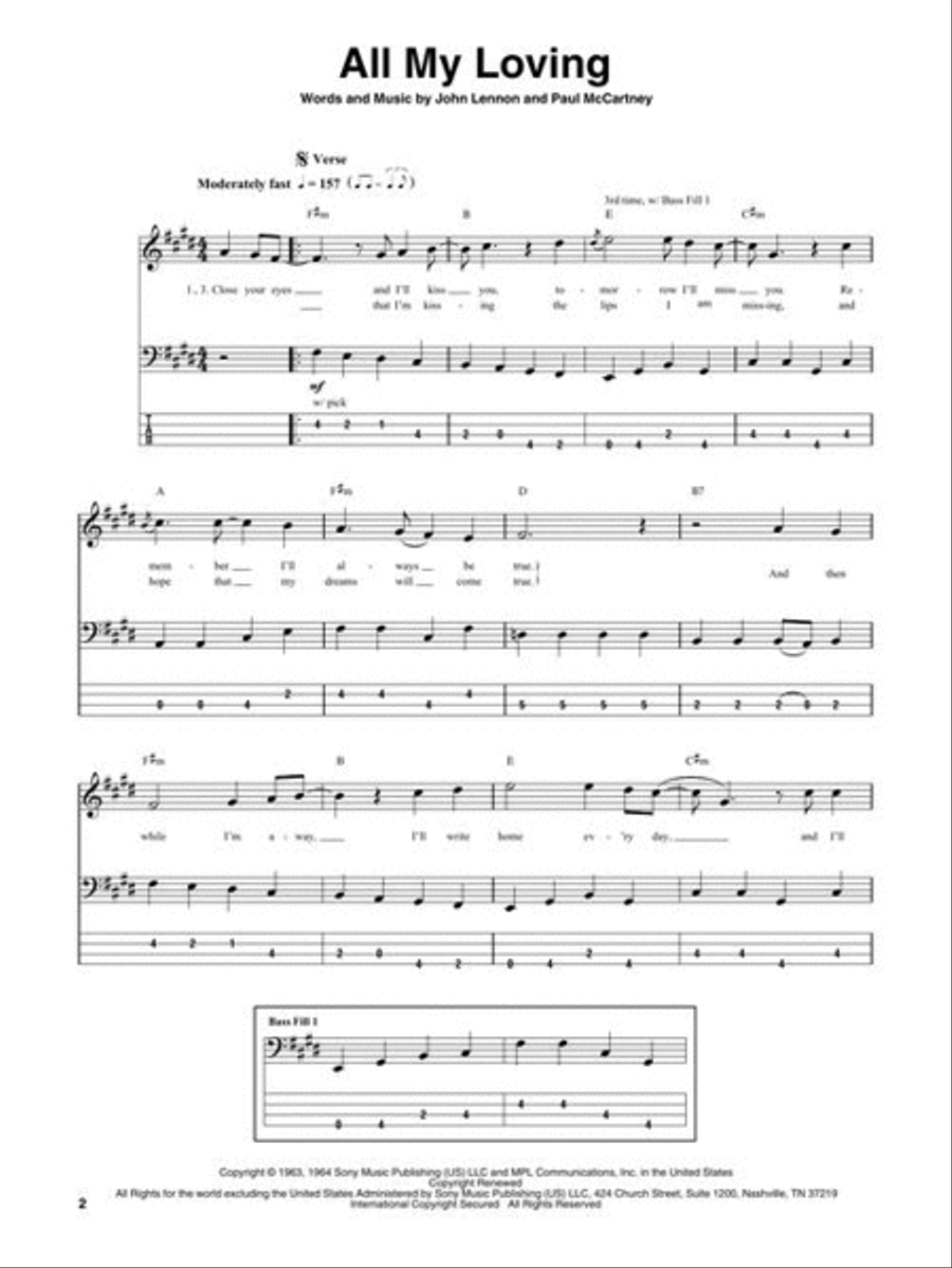 The Beatles – Bass Tab Anthology Bass Guitar Tablature scores gallery preview page 4
