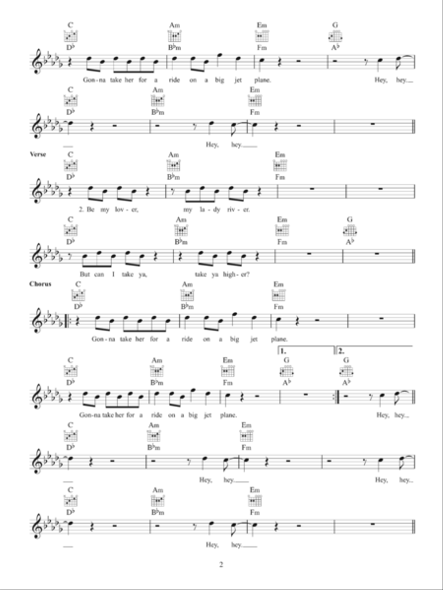 Big Jet Plane Piano scores gallery preview page 2