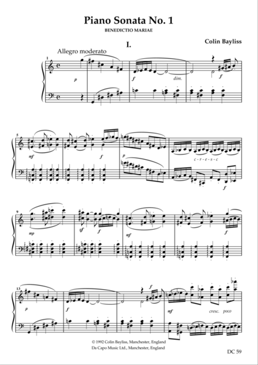 Piano Sonata No.1 - Benedicto Mariae Piano Solo scores gallery preview page 1