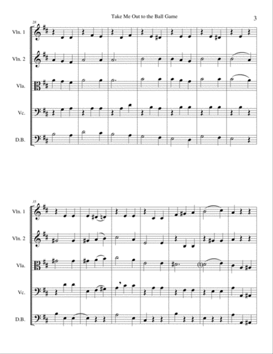 Take Me Out to the Ball Game for String Orchestra String Orchestra scores gallery preview page 4
