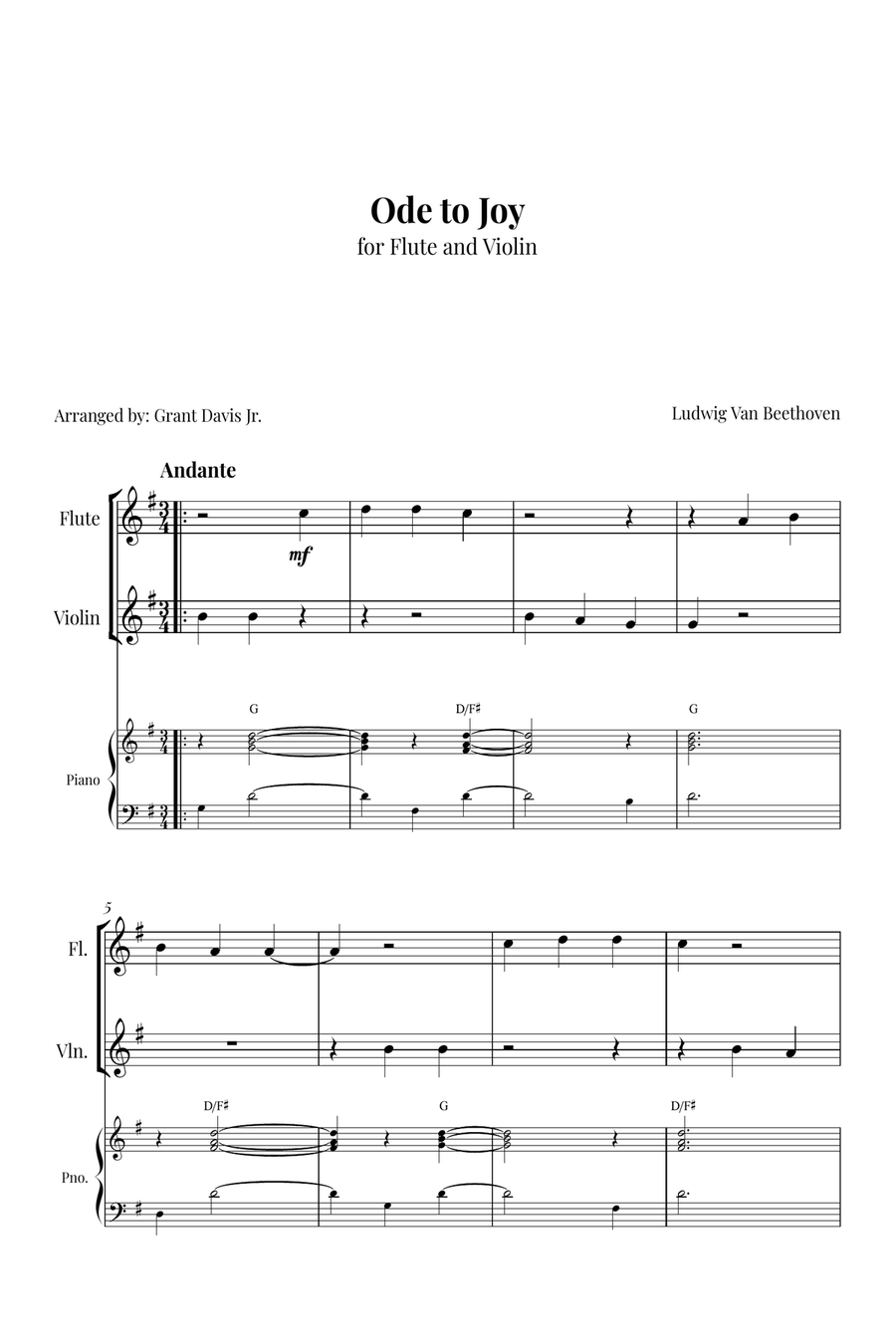 Ode to joy Ode to joy Flute scores gallery preview page 1