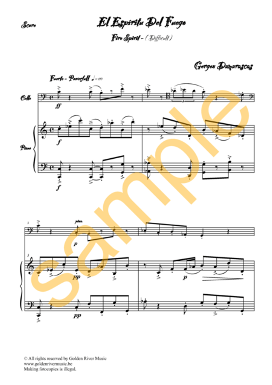 El Spiritu del Fuego / Fire Spirit for 2 celli Clarinet Solo scores gallery preview page 2