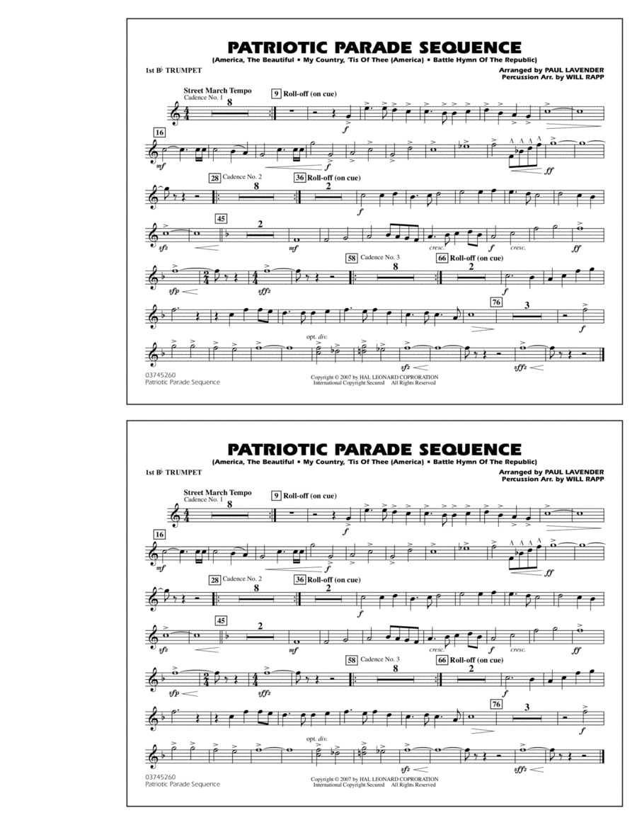 Patriotic Parade Sequence - 1st Bb Trumpet
