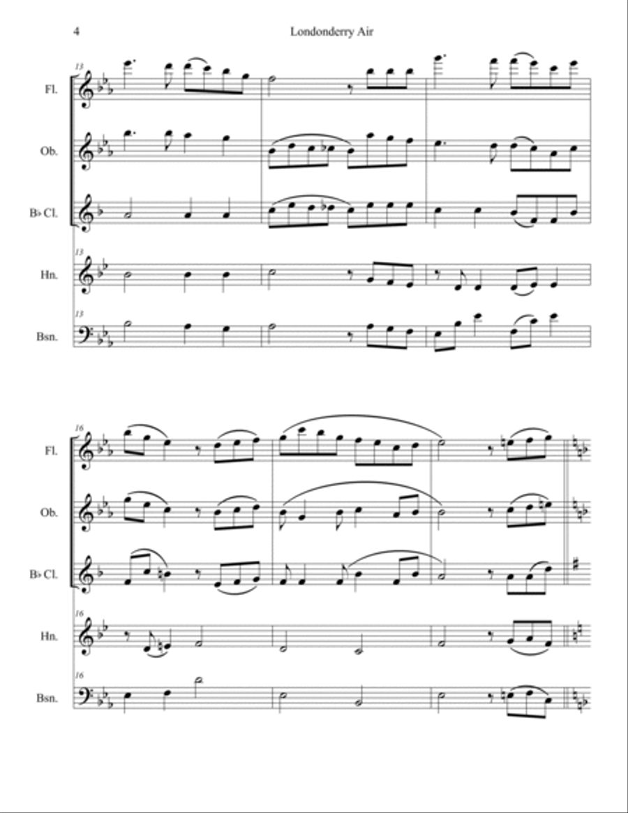 Londonderry Air (Danny Boy) Woodwind Quintet scores gallery preview page 4