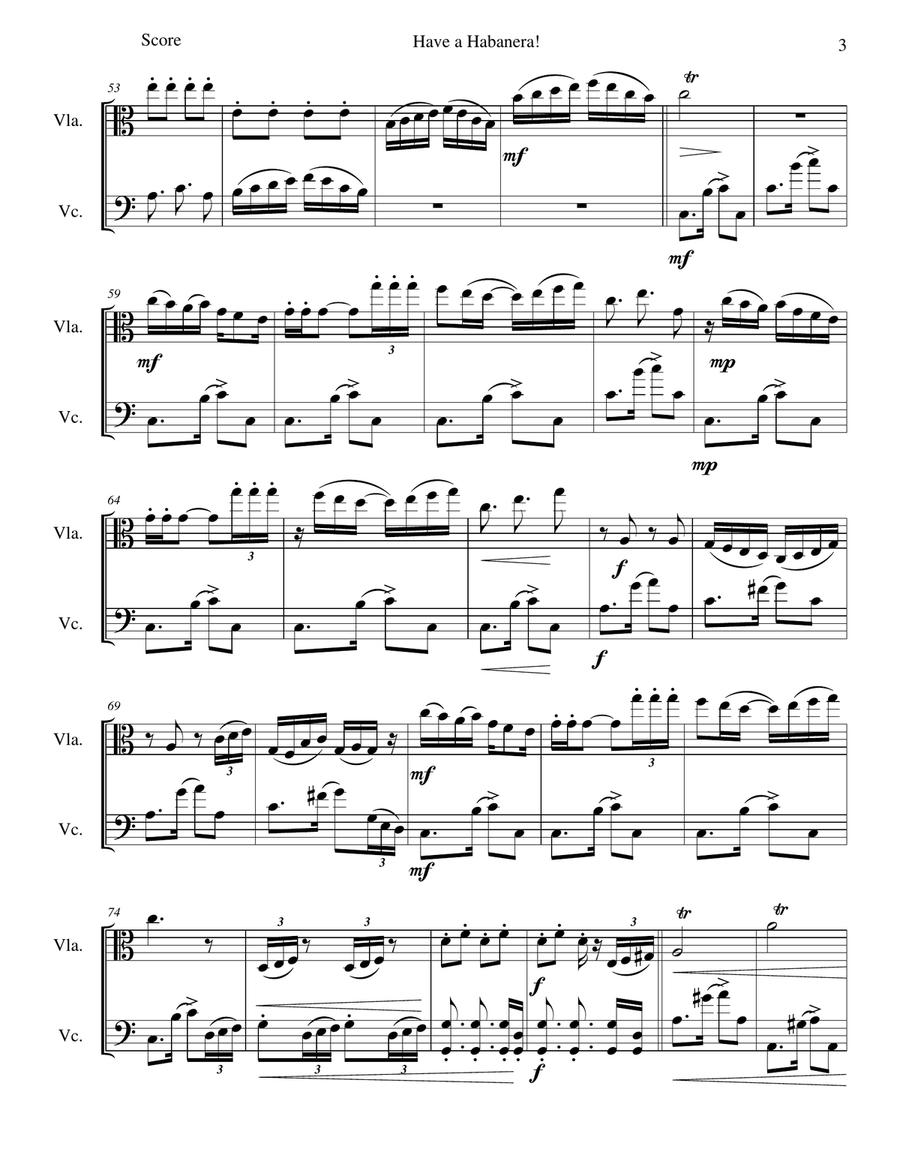 Have a habanera for viola and cello String Duet scores gallery preview page 3