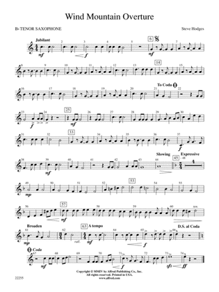 Wind Mountain Overture: B-flat Tenor Saxophone
