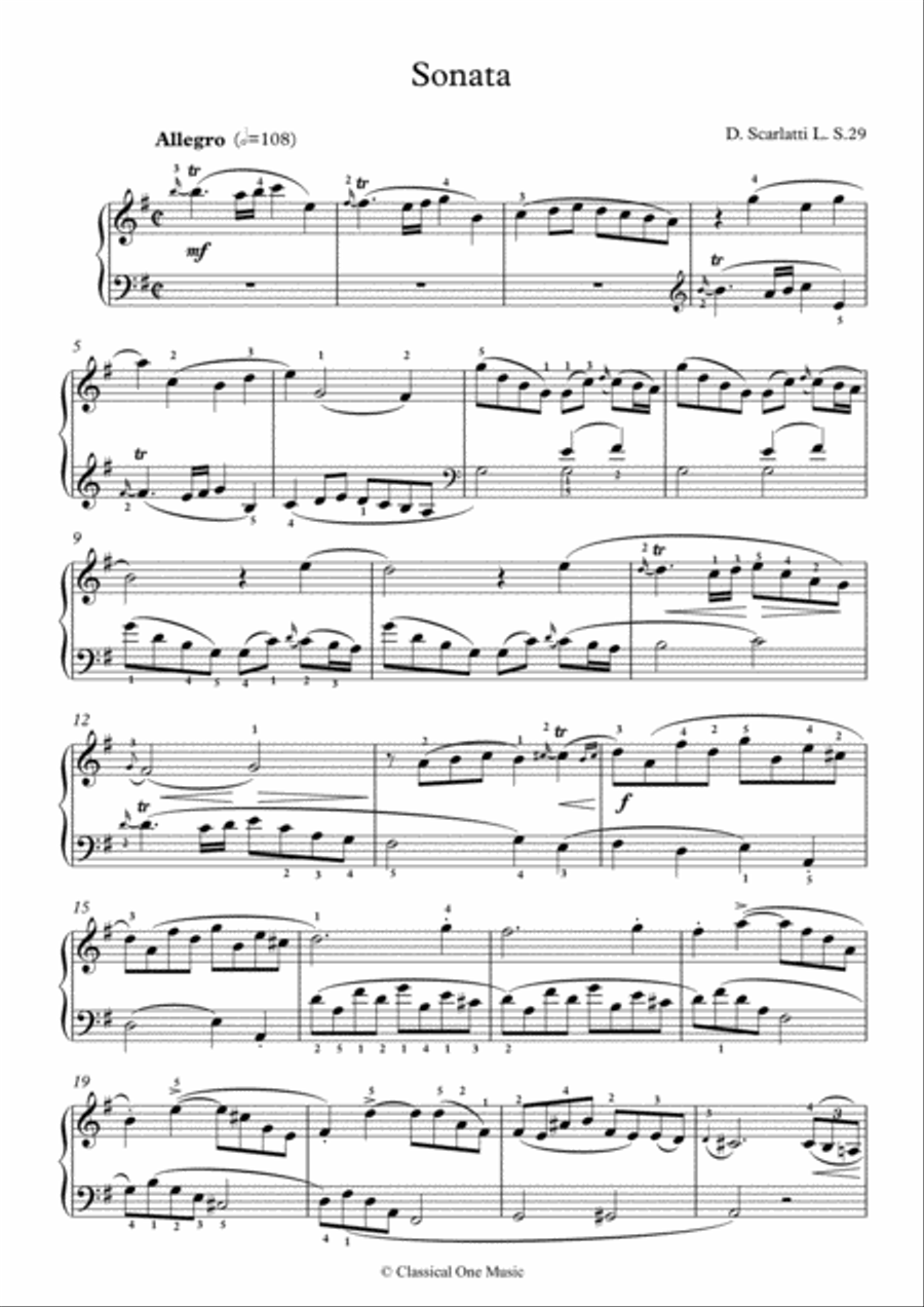 Scarlatti-Sonata in G-major L.S.29 K.549(piano) Piano Solo scores gallery preview page 2