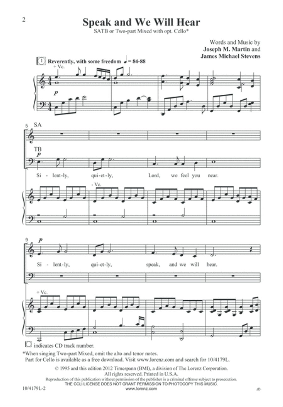 Speak and We Will Hear 4-Part scores gallery preview page 2