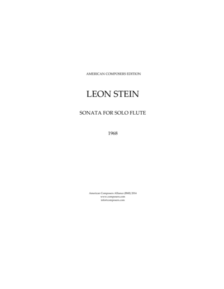 [Stein] Sonata for Solo Flute