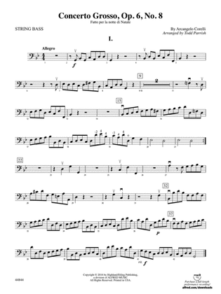 Concerto Grosso, Op. 6, No. 8: String Bass