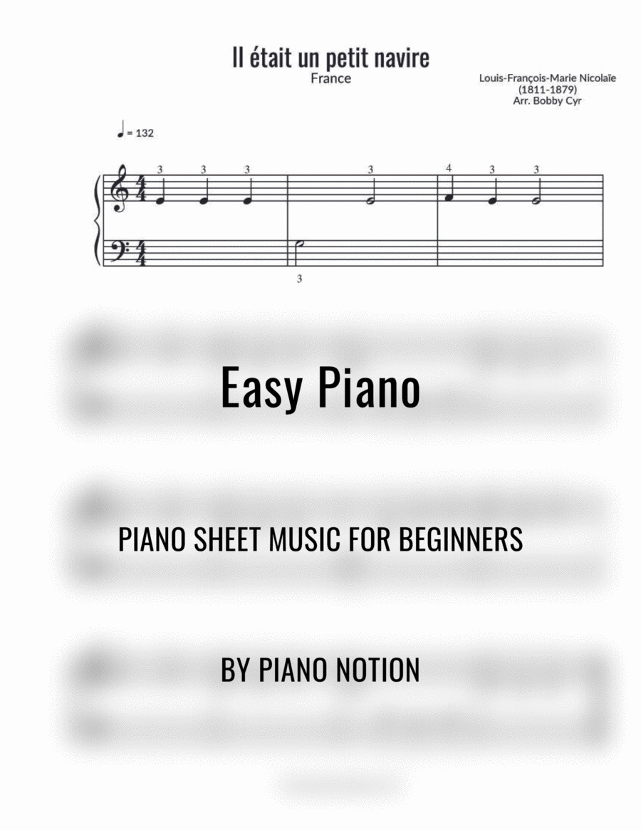 Il Était un Petit Navire (Very Easy Piano Solo)