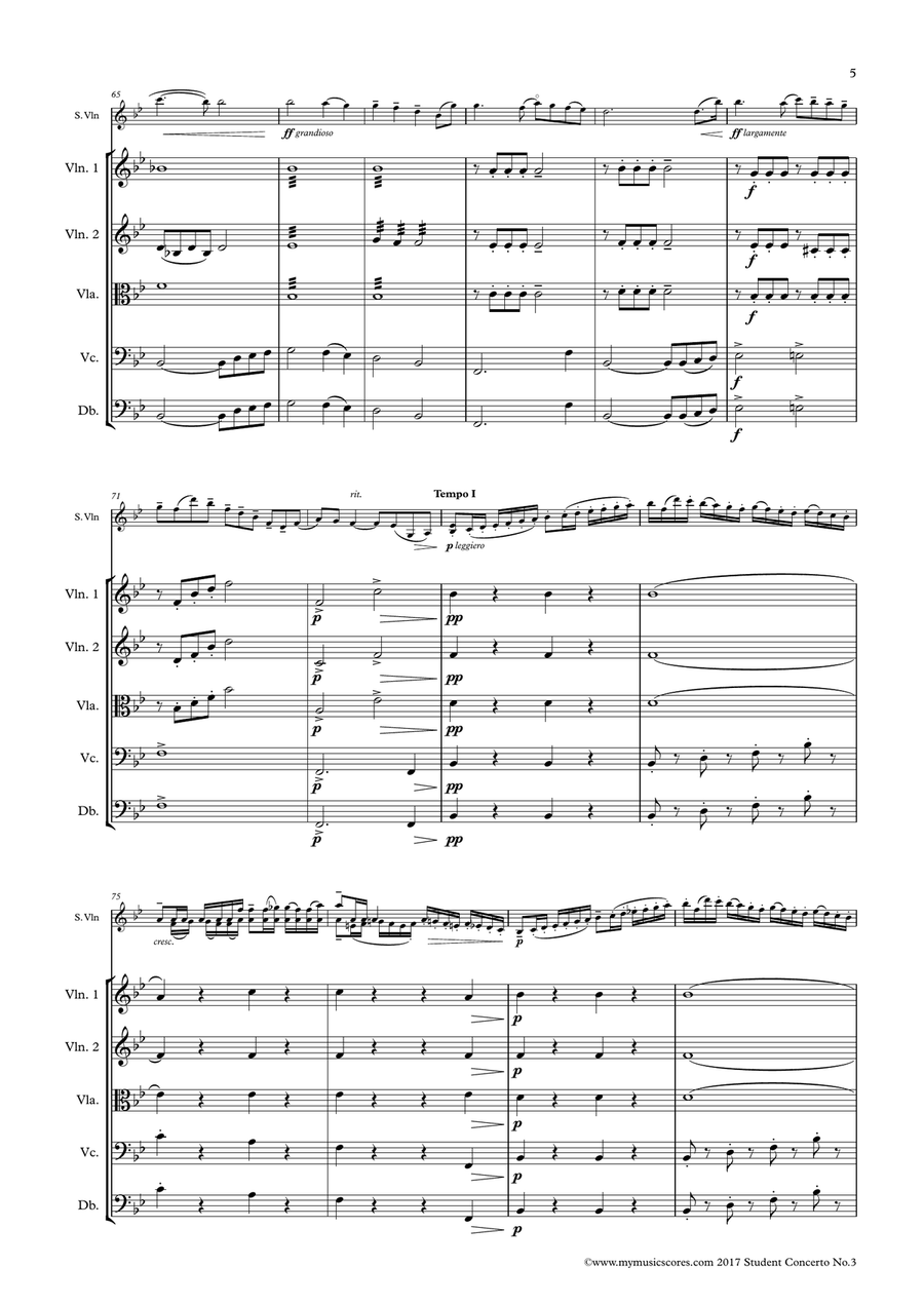 Seitz Pupil's Violin Concerto No. 3 in G minor for Violin and String Orchestra String Orchestra scores gallery preview page 6