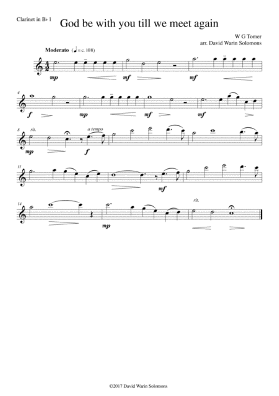 God be with you till we meet again for 4 clarinets Clarinet Quartet scores gallery preview page 3