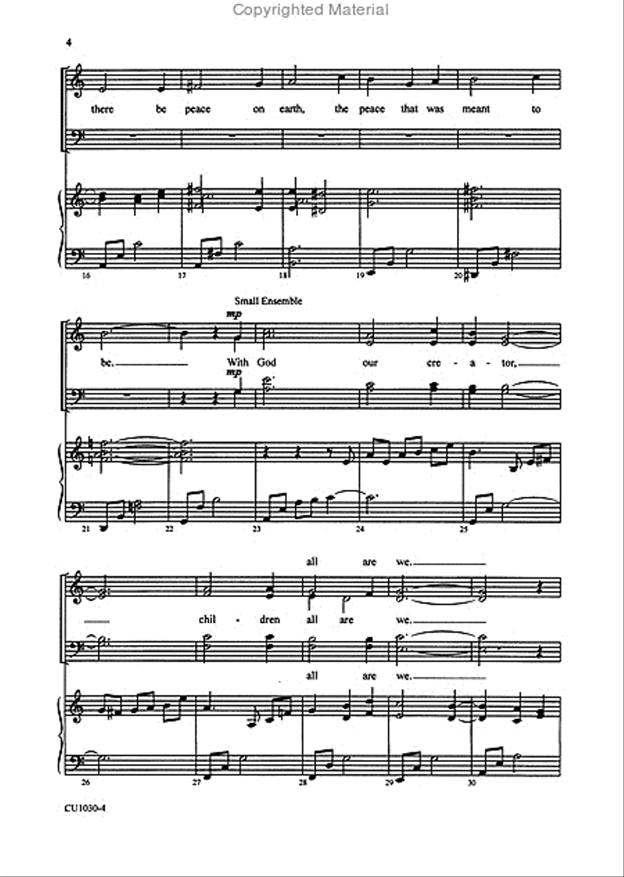 Let There Be Peace on Earth 4-Part scores gallery preview page 3
