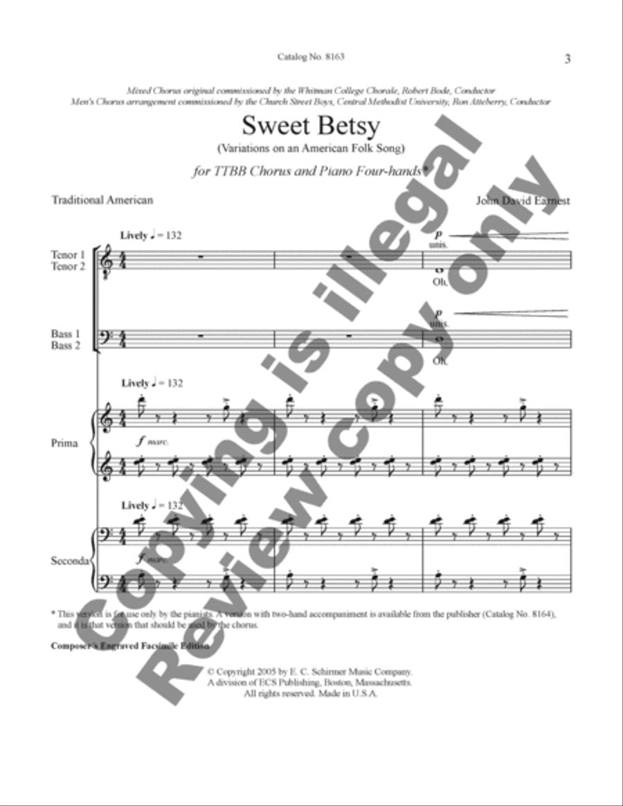 Sweet Betsy Sweet Betsy TTBB scores gallery preview page 2