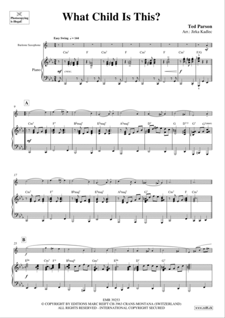 What Child Is This? Baritone Saxophone scores gallery preview page 3