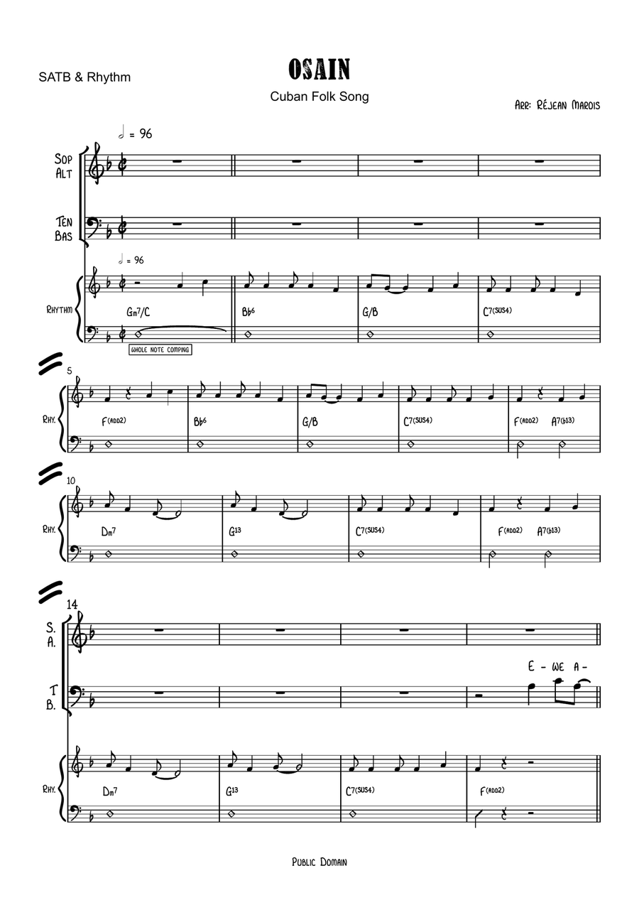Osain (Cuban Folk Song) 4-Part scores gallery preview page 1