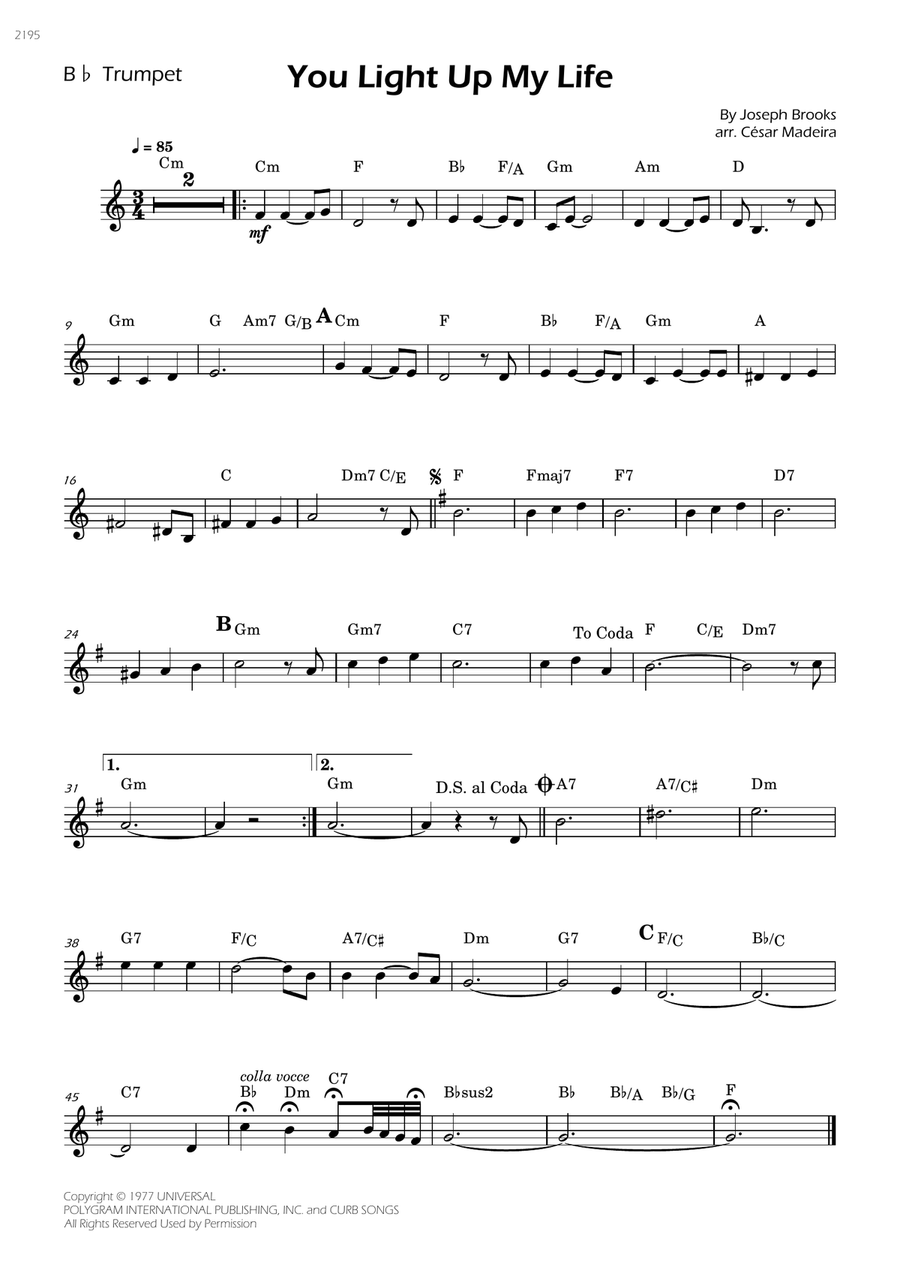 You Light Up My Life B-Flat Trumpet scores gallery preview page 1