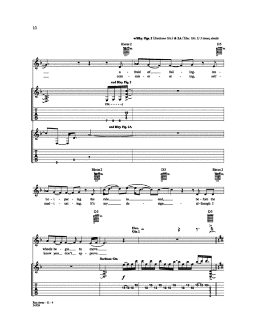 Run Away Electric Guitar scores gallery preview page 4