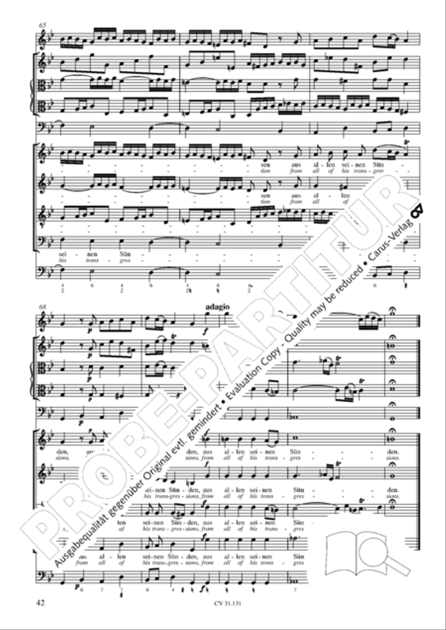 Form the deep, Lord, cried I, Lord, to Thee (Aus der Tiefe rufe ich, Herr, zu dir) 4-Part scores gallery preview page 43