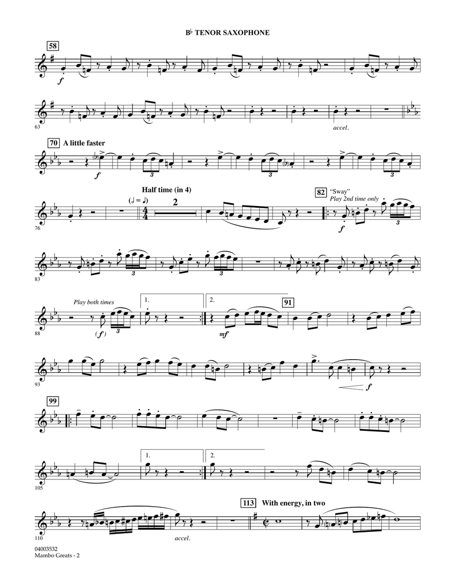 Mambo Greats - Bb Tenor Saxophone Concert Band scores gallery preview page 2
