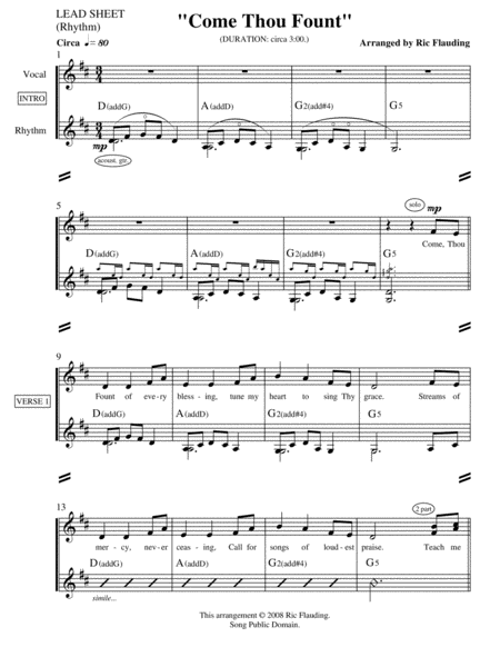 Come Thou Fount (Lead Sheet) image number null