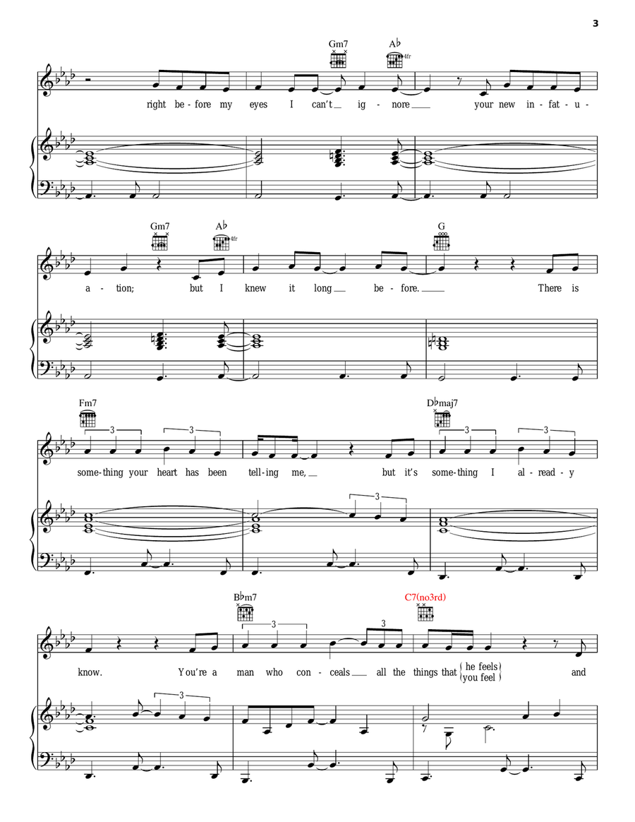 There Is Something Your Heart Has Been Telling Me Piano, Vocal scores gallery preview page 3