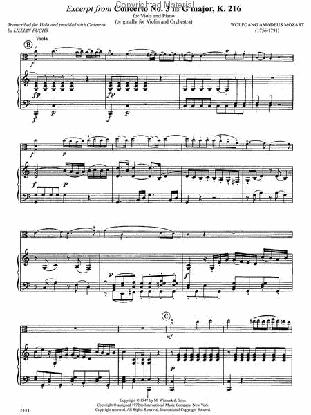 Concerto No. 3 In G Major, K. 216