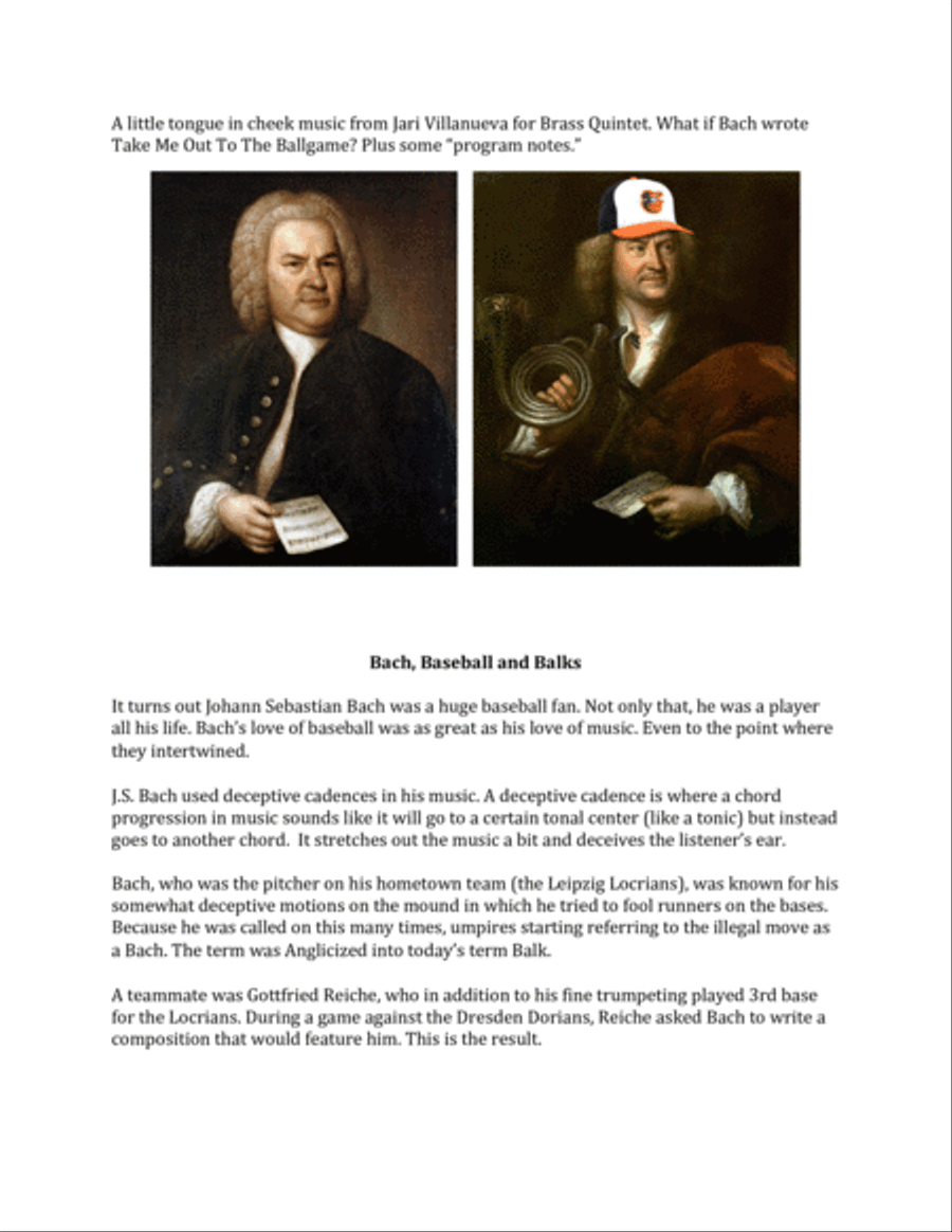 Take Me Bach To The Ball Game or Baseball, Joy of Man's Desiring for Brass Quintet Brass Quintet scores gallery preview page 2