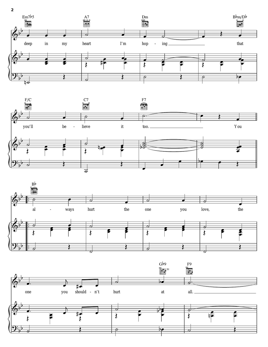 You Always Hurt The One You Love Piano, Vocal, Guitar scores gallery preview page 2