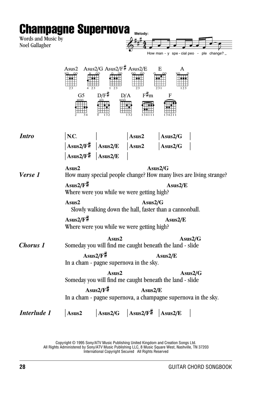 Champagne Supernova Acoustic Guitar scores gallery preview page 1