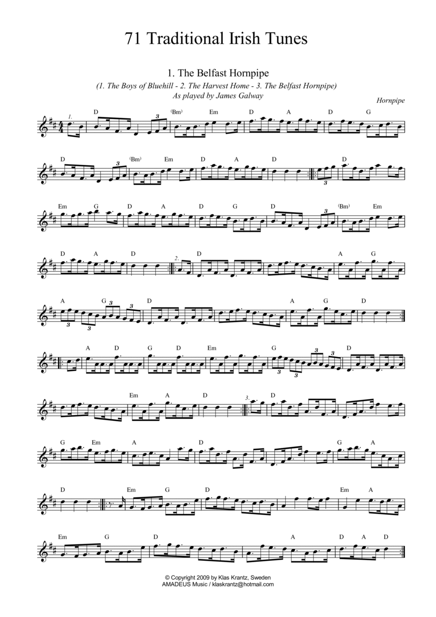 71 Traditional Irish Tunes with guitar chords Easy Guitar scores gallery preview page 1