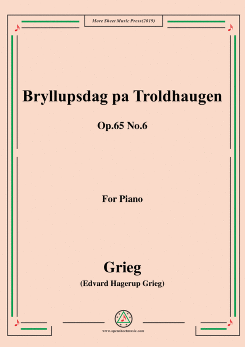 Grieg-Bryllupsdag pa Troldhaugen Op.65 No.6,for Piano