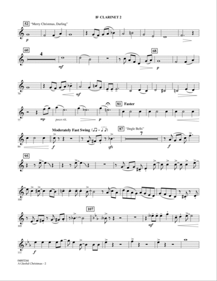 A Gleeful Christmas - Bb Clarinet 2 Concert Band scores gallery preview page 2