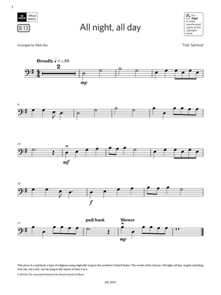 Book cover for All Night, All Day (Grade Initial, B13, from the ABRSM Double Bass Syllabus from 2024)