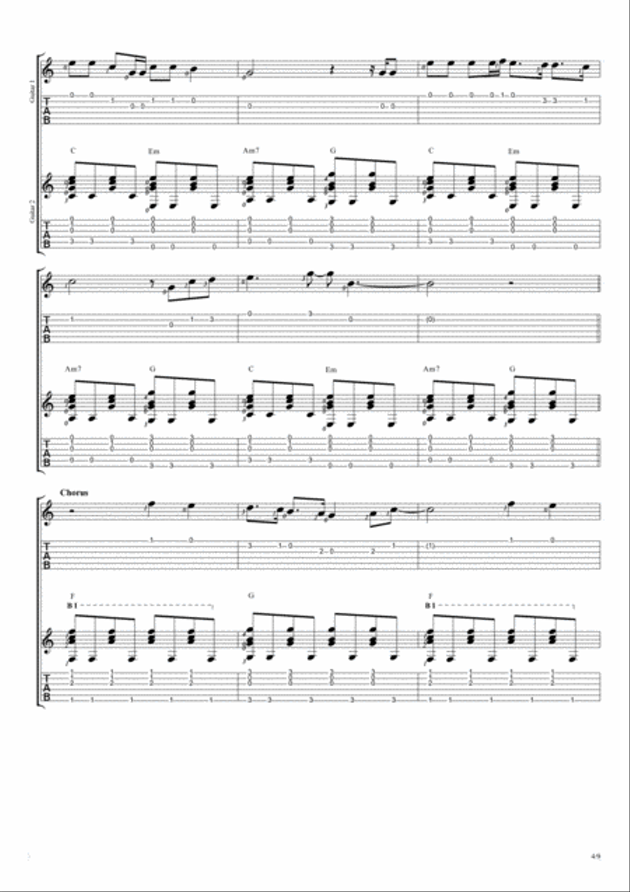 Fix You Guitar Tablature scores gallery preview page 4