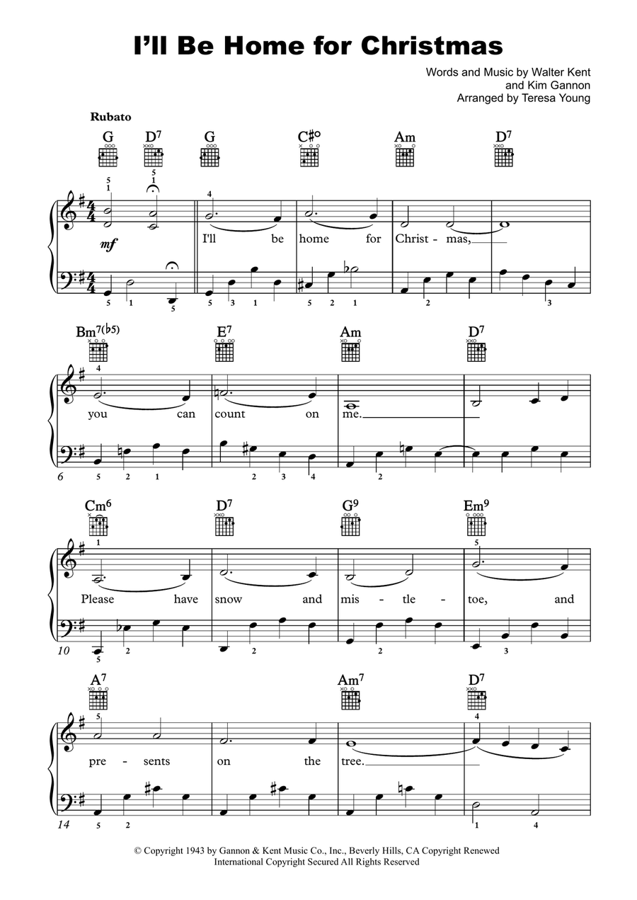 I'll Be Home For Christmas Piano, Vocal scores gallery preview page 1