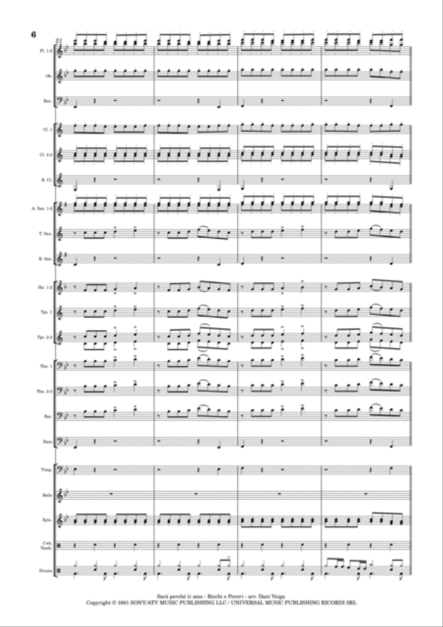 Sara Perche Ti Amo Concert Band scores gallery preview page 6